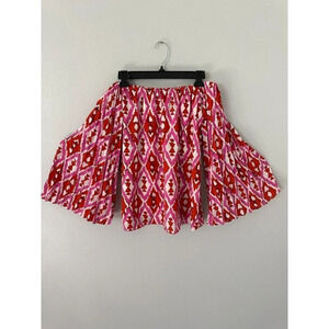 Voom by Joy Han Pink/Red Print Blouse Flared Sleeves sz Small
